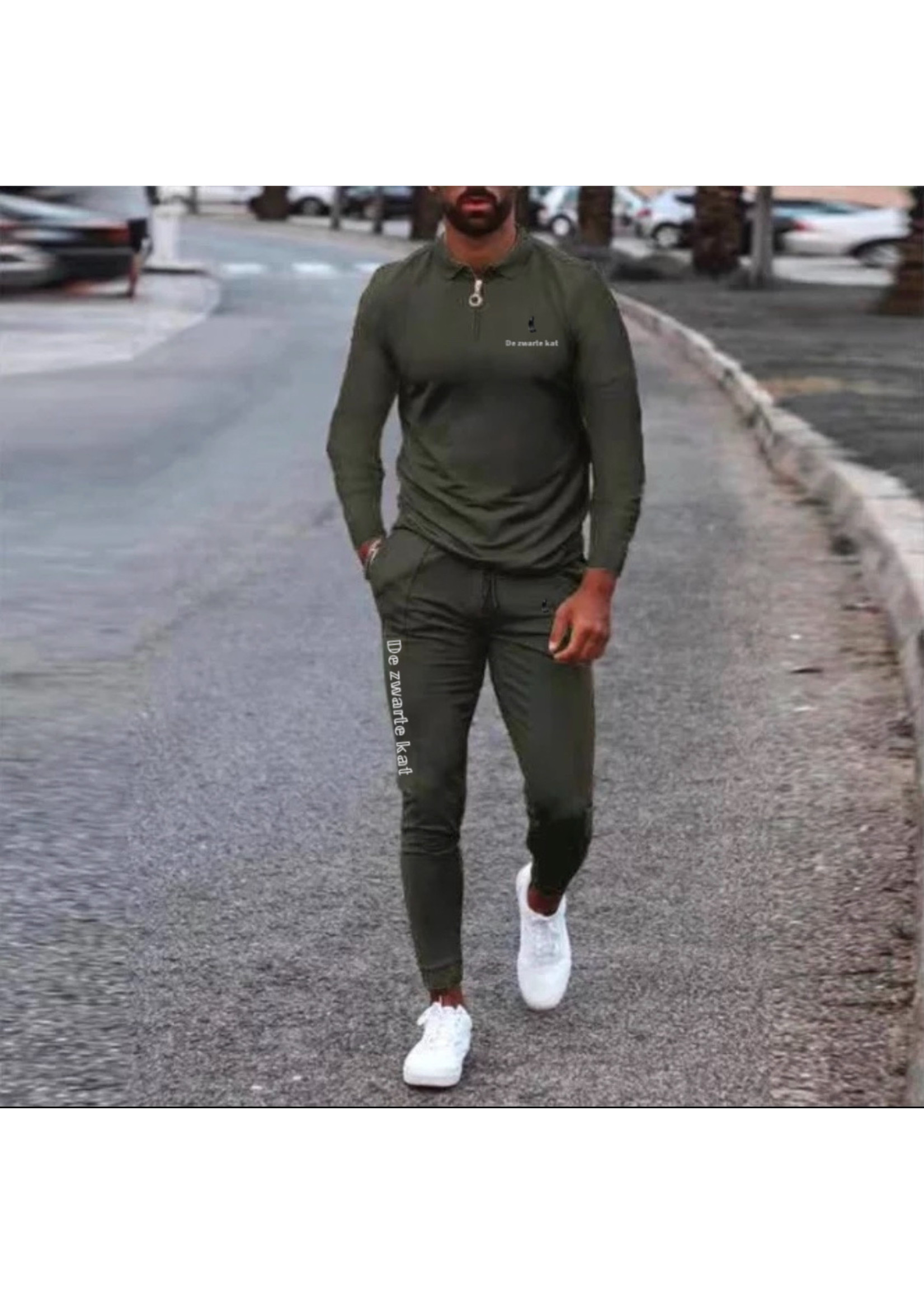 De zwarte kat Training Slijtage Jogger Sets Zweetkostuums Lange Mouw Mannen Trainingspak
