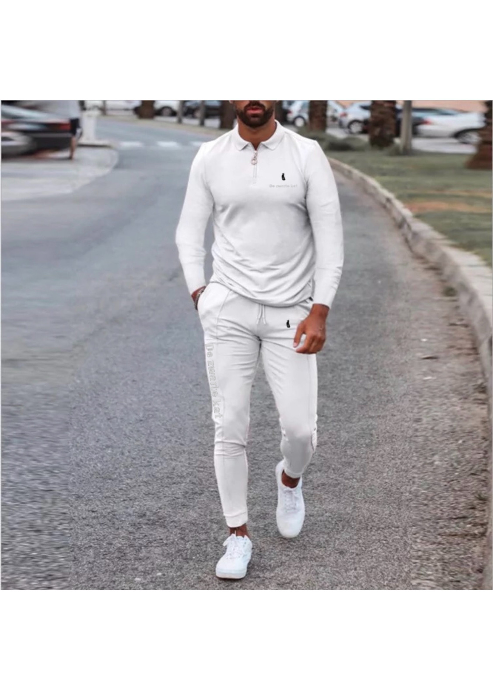 De zwarte kat Training Slijtage Jogger Sets Zweetkostuums Lange Mouw Mannen Trainingspak
