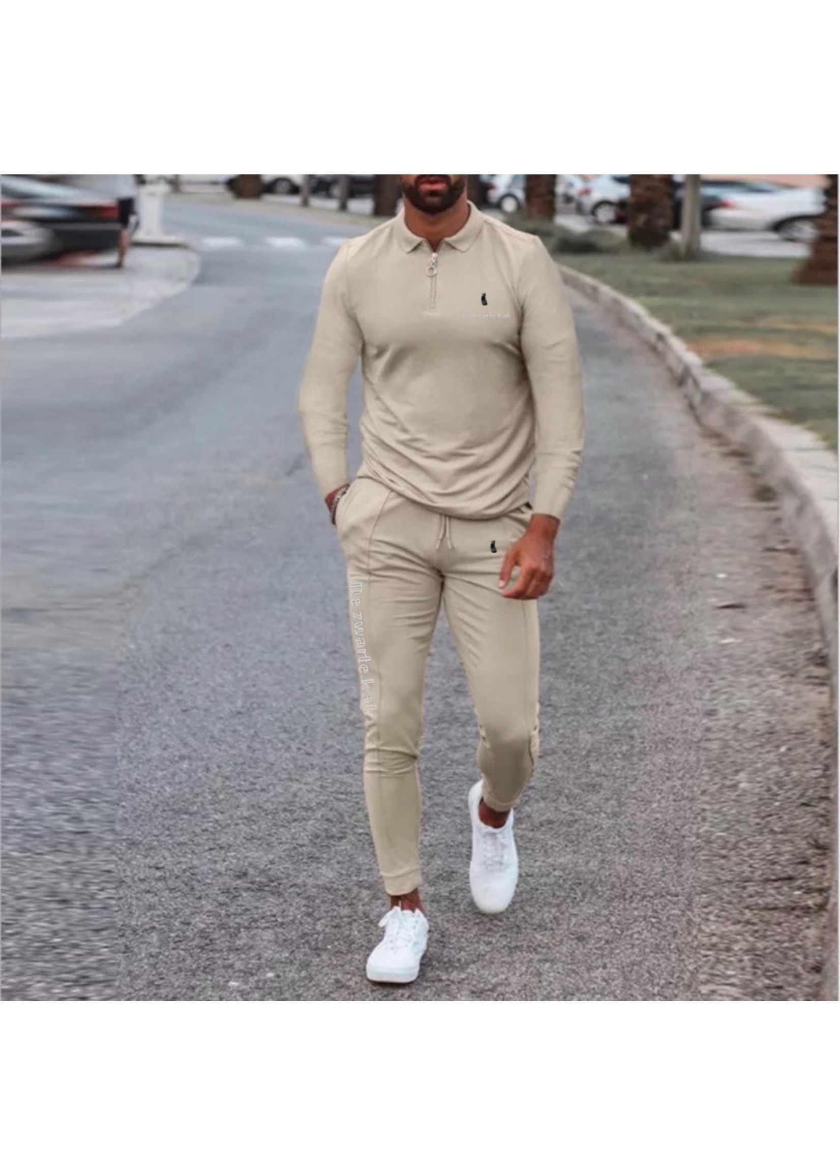 De zwarte kat Training Slijtage Jogger Sets Zweetkostuums Lange Mouw Mannen Trainingspak