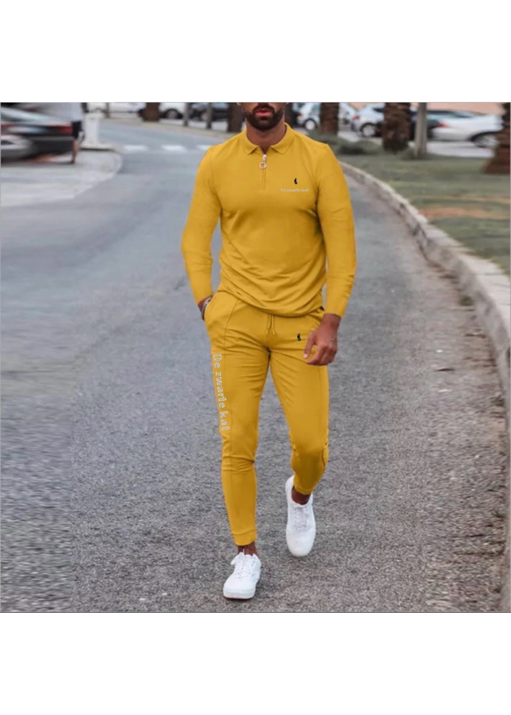 De zwarte kat Training Slijtage Jogger Sets Zweetkostuums Lange Mouw Mannen Trainingspak