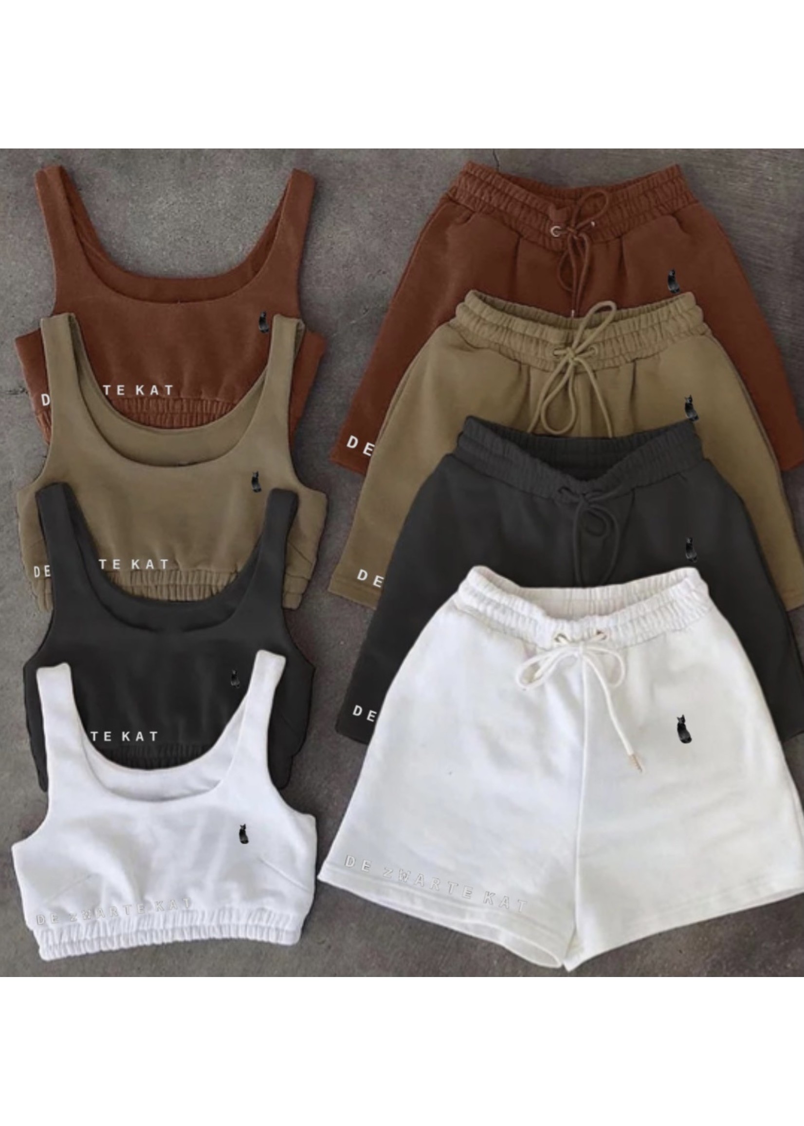 De zwarte kat Top En Broek Twee Stuk Shorts Broek Set Joggers Sets Outfits Stuk Sweatsuit Zweet Korte Set vrouwen