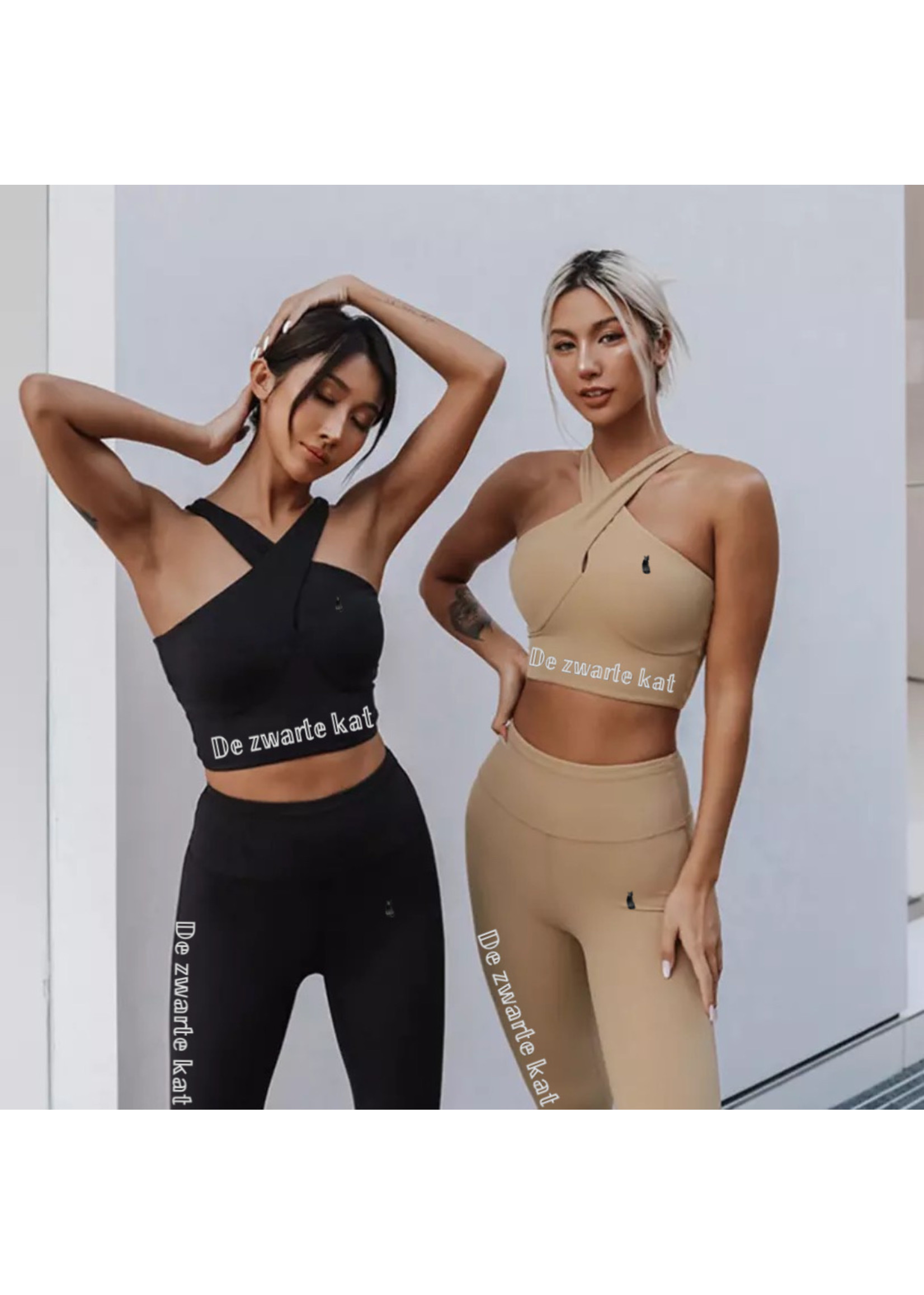 De zwarte kat Hot Vrouwen Workout Set Sportbeha En Hoge Taille Legging Sets Tweedelige Yoga Wear Set Womens Activewear