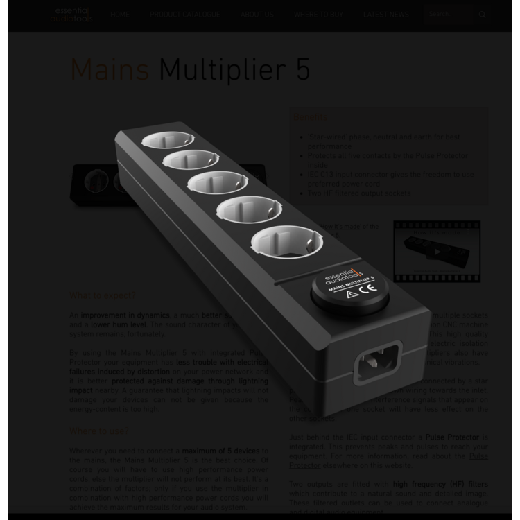 Essential audio tools Mains Multiplier 5 stekkerblok