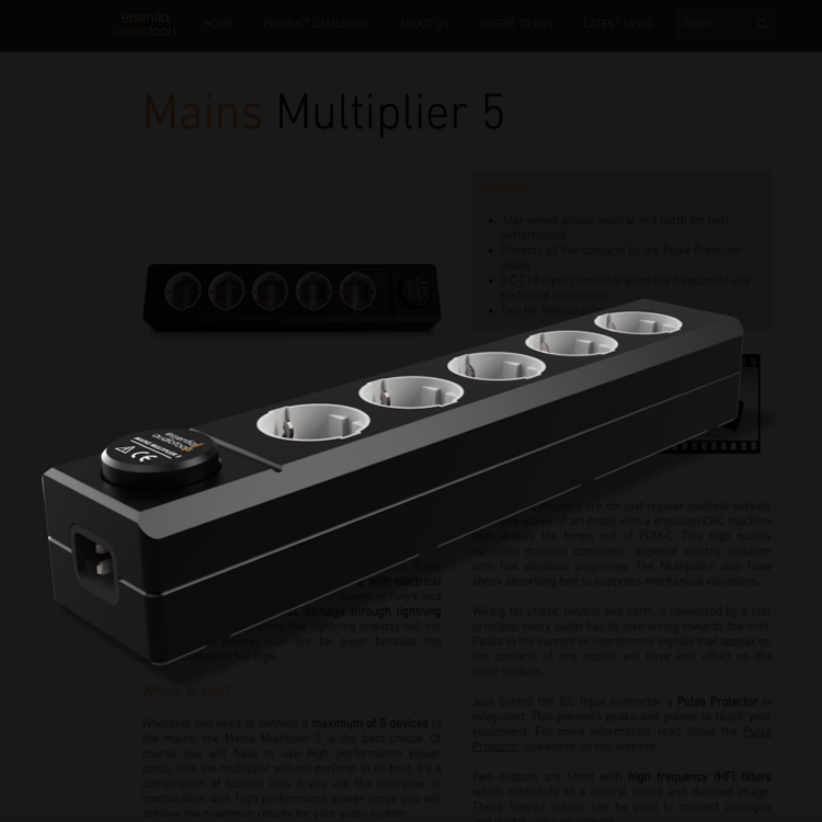 Essential audio tools Mains Multiplier 5 stekkerblok