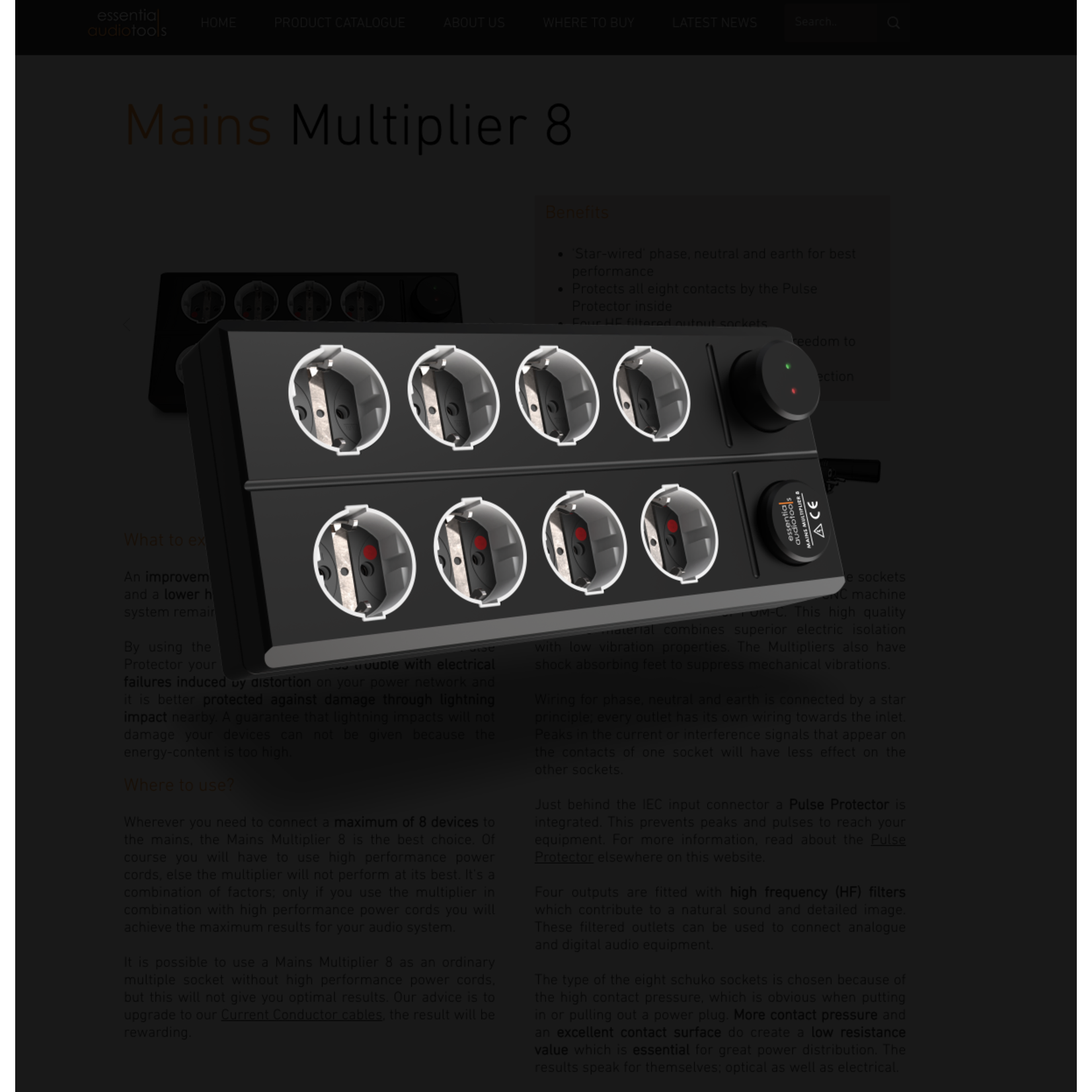 Essential audio tools Mains Multiplier 8 stekkerblok