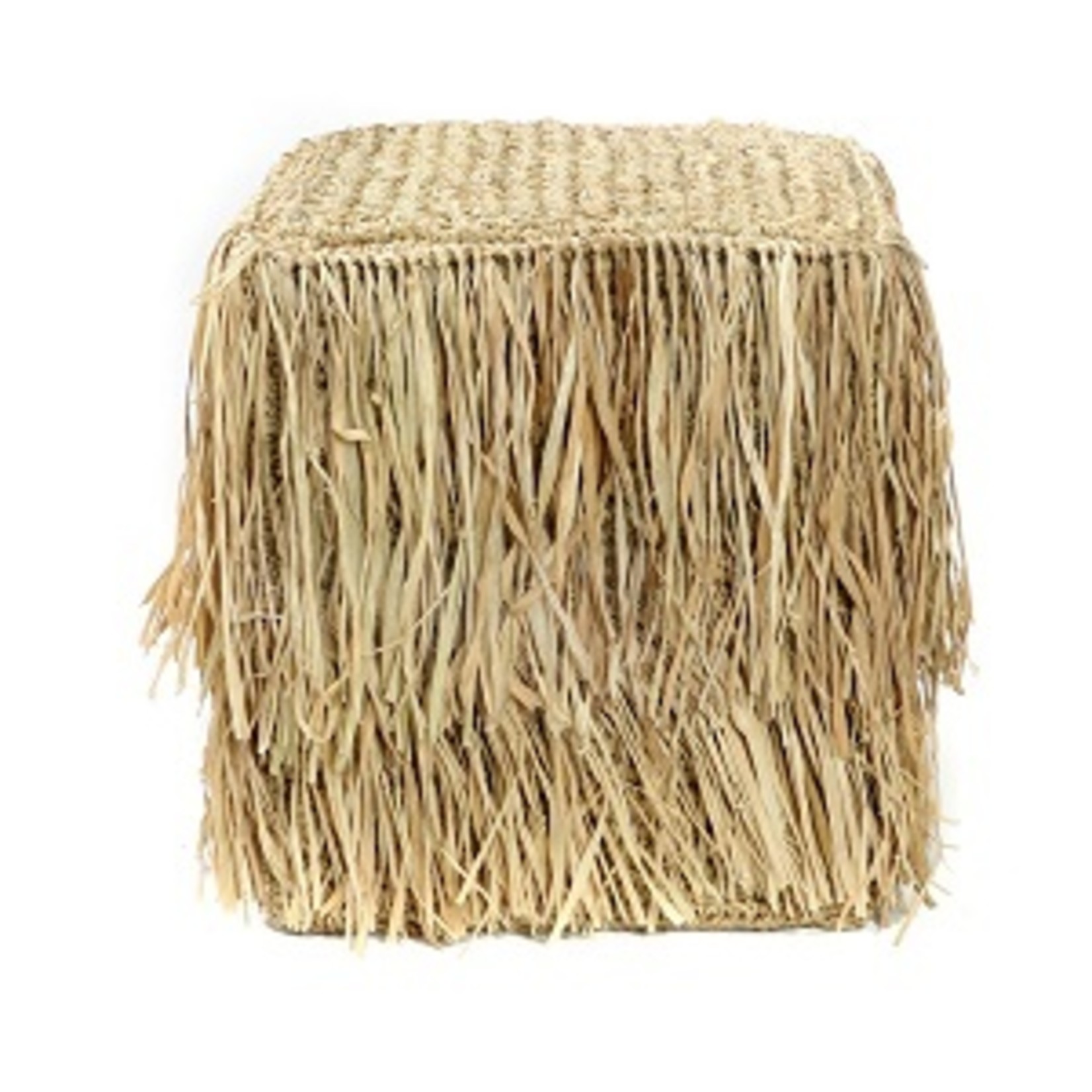 Bazar Bizar The Raffia Shaggy Stool - vierkant