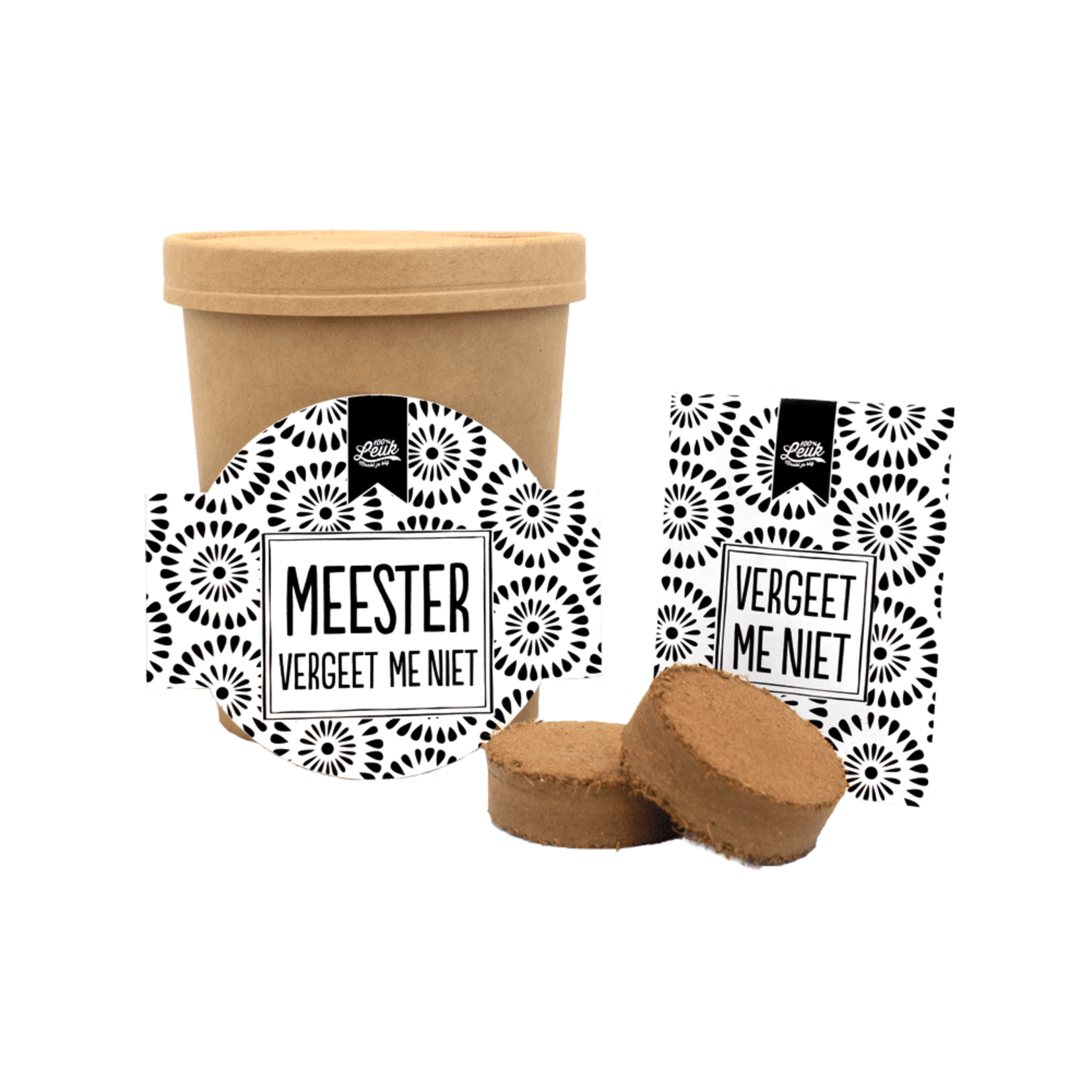 Totale leegverkoop van 100%LEUK Vergeet me niet MEESTER