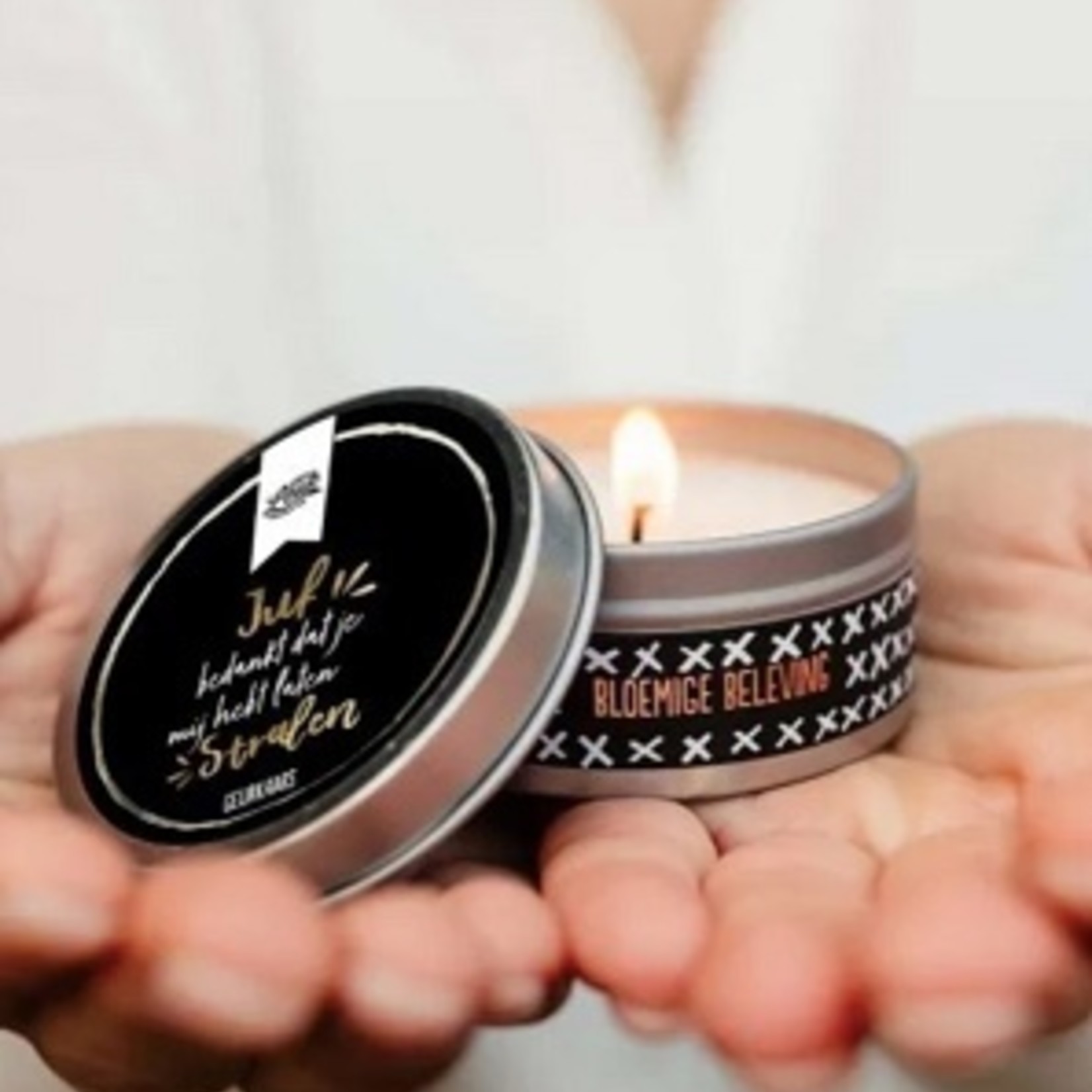 Totale leegverkoop van 100%LEUK Geurkaarsjes in blikje (varianten)