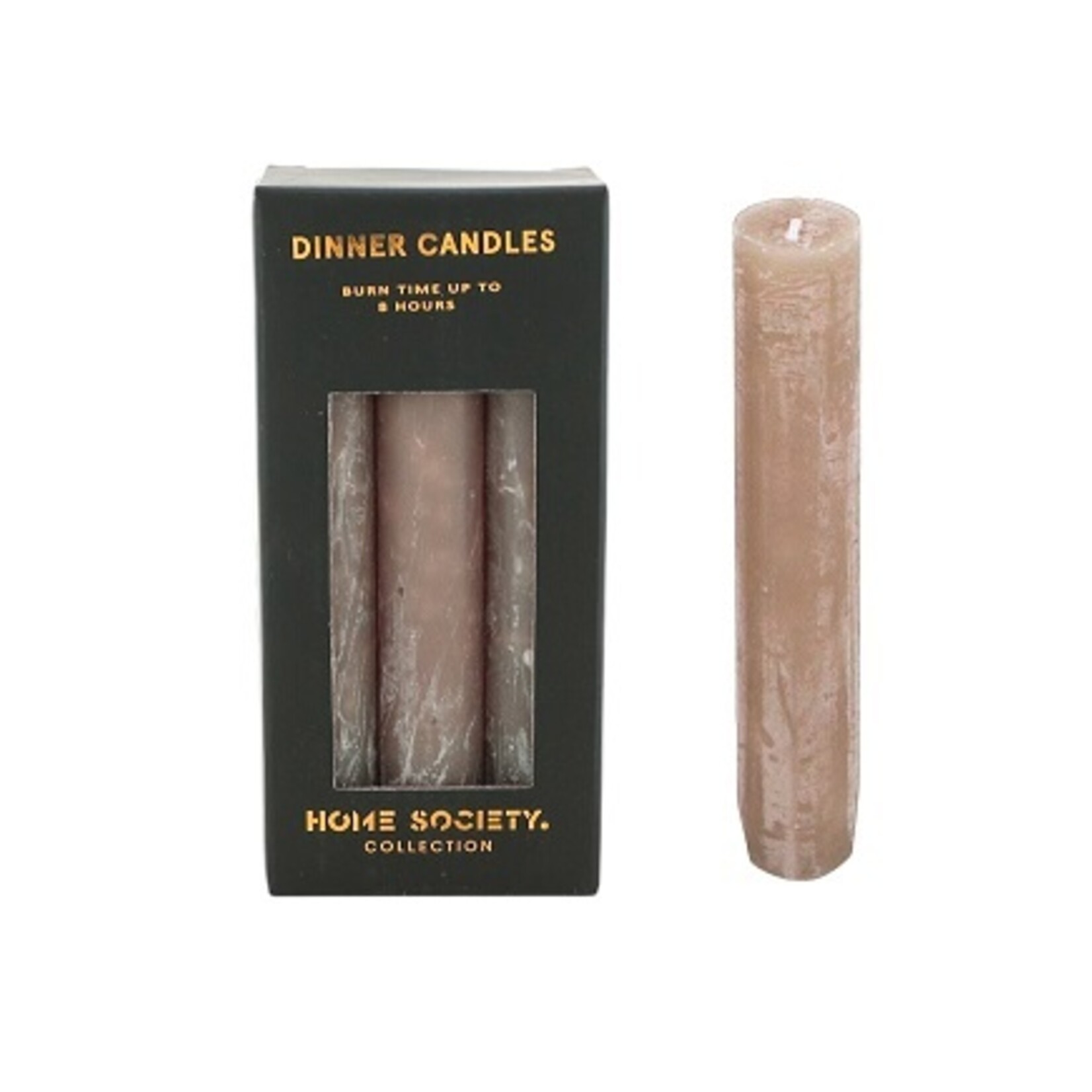 Home Society Korte dinerkaarsjes taupe - set van 6