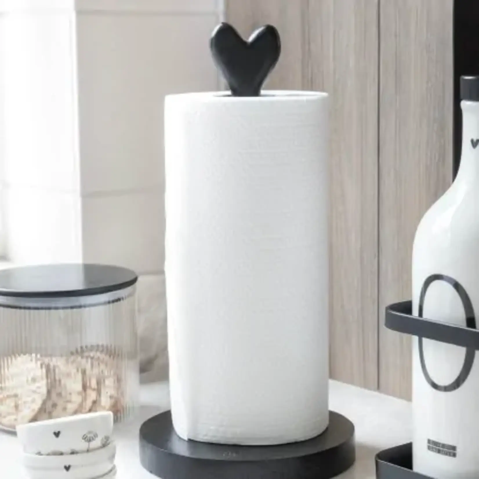 Bastion Collections Keukenrolhouder hart zwart