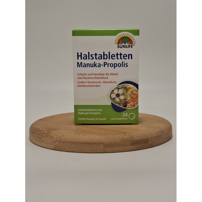 Sunlife Propolis keelpastilles met Manuka-honing, propolis en vitamine C.