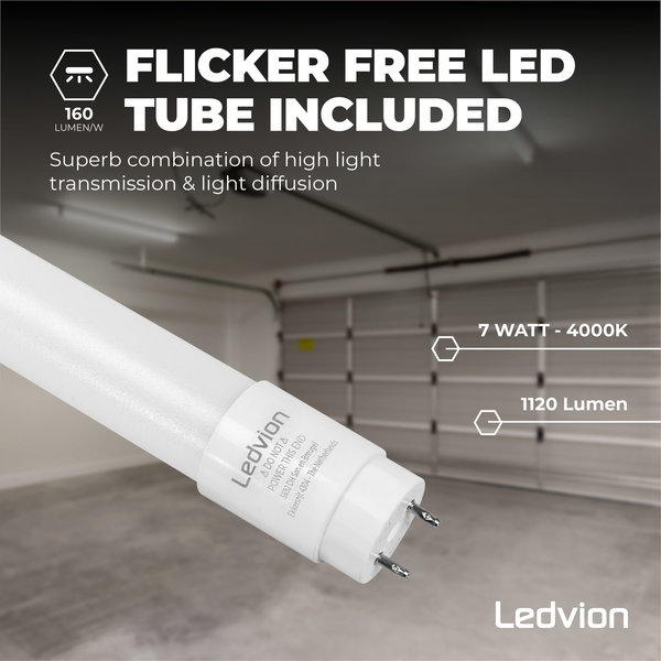 Ledvion LED TL Armatuur 60CM - 2x7W - 1120 Lumen - 4000K - IP65 - Incl. LED TL