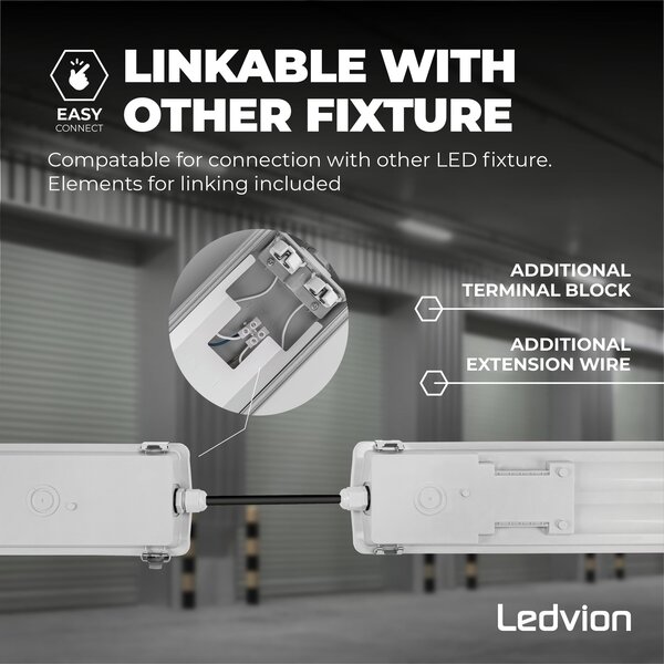 Ledvion LED TL Armatuur 120CM - 24W - 3840 Lumen - 4000K - IP65 - Incl. LED TL