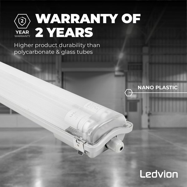 Ledvion LED TL Armatuur 150CM - 2x15W - 2400 Lumen - 4000K - IP65 - Incl. LED TL