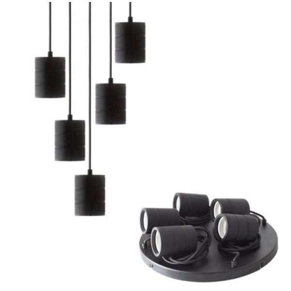 Calex Calex Giant Multi Cord Set - 5 x E40 - Zwart