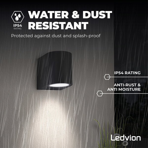 Ledvion Wandlamp buiten - Sacramento - Zwart - GU10 Fitting