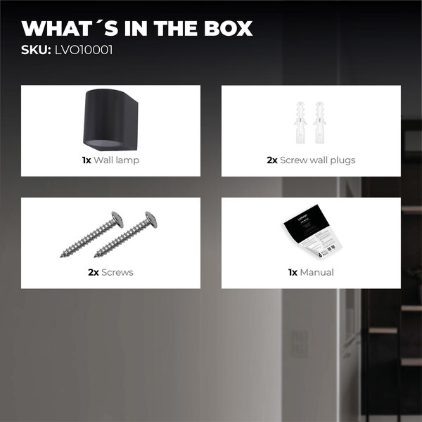 Ledvion Wandlamp buiten - Sacramento - Zwart - GU10 Fitting