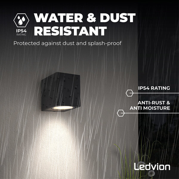 Ledvion Wandlamp buiten - San Diego zwart - GU10 Fitting