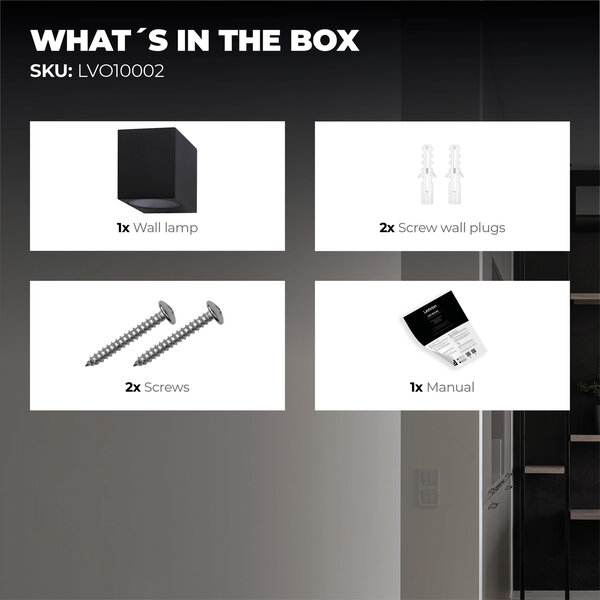 Ledvion Wandlamp buiten - San Diego zwart - GU10 Fitting