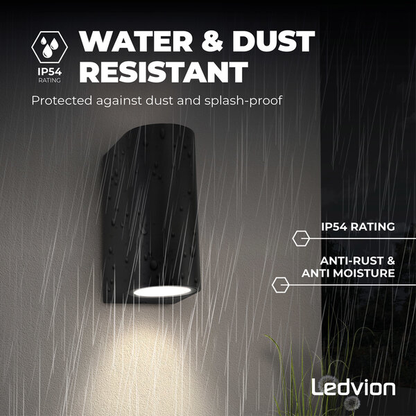 Ledvion Wandlamp buiten - Santa Barbara zwart - GU10 fitting