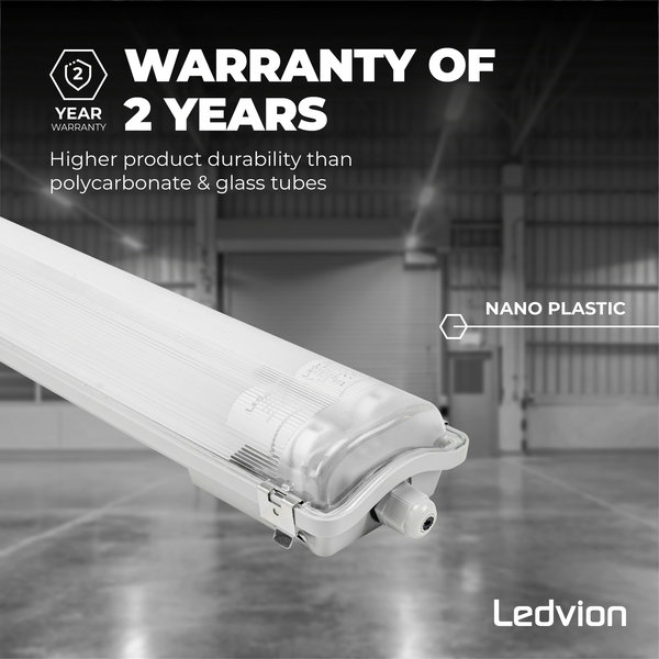 Ledvion LED TL Armatuur 120CM - 24W - 3840 Lumen - 160lm/W - 6500K - IP65 - Incl. LED TL