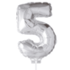 Ballon numérique 5 argent avec bâton | 40cm Ballon numérique 5 argent avec bâton | 40cm