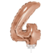 Ballon numérique 4 or rose avec bâton | 40cm Ballon numérique 4 or rose avec bâton | 40cm