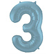 Folat Ballon aluminium numéro 3 Matt Pastel Blue | 86cm Folat Ballon aluminium numéro 3 Matt Pastel Blue | 86cm
