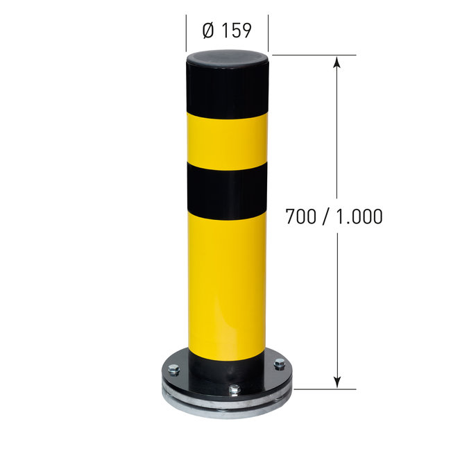 BLACK BULL Poteau de protection flexible et rotative SWING - Ø159 x 700 mm  - revêtu - jaune/noir