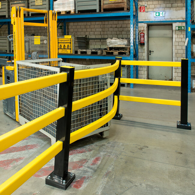 BLACK BULL magazijn railing HYBRID - hoekpaal - verzinkt/gecoat - zwart