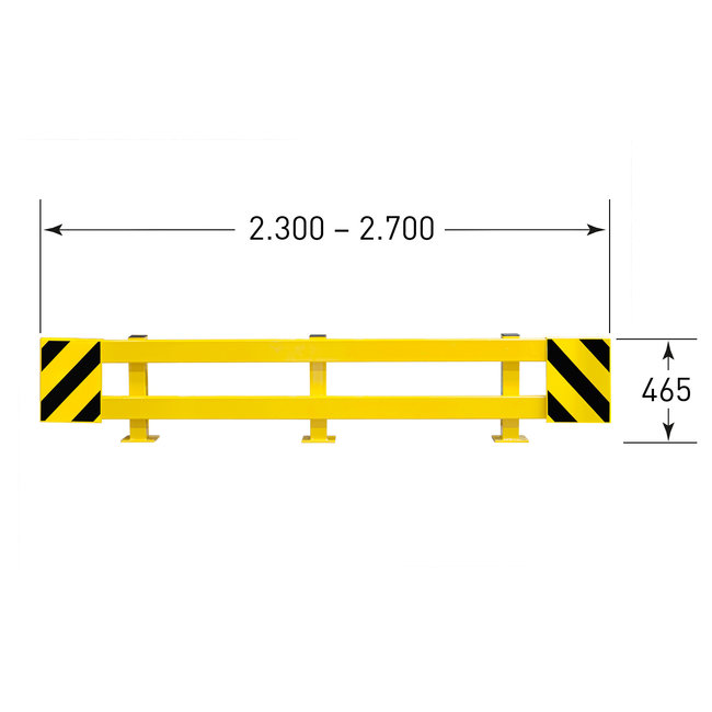 BLACK BULL Stapelrek beschermer (A) - 2300/2700 x 465 x 160 mm - zwart/geel