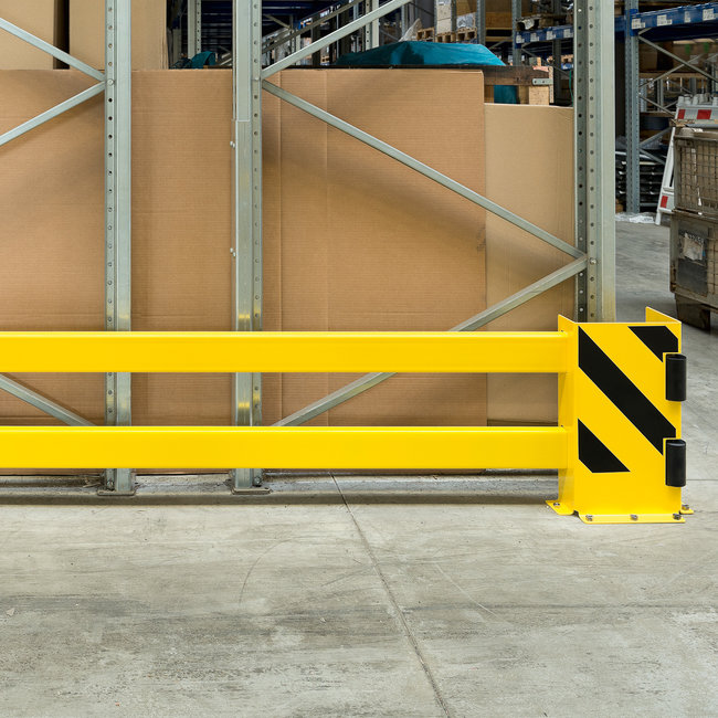 BLACK BULL Protecteur de rayonnage et angles avec rouleaux de guidage (B) - 2300/2700 x 500 x 190 mm - noir/jaune