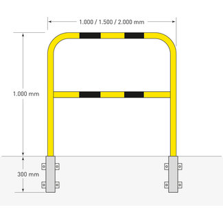 MORION Arceau de protection Ø 48 mm - 1300 x 1500 mm - béton/amovible - galvanisé + peint