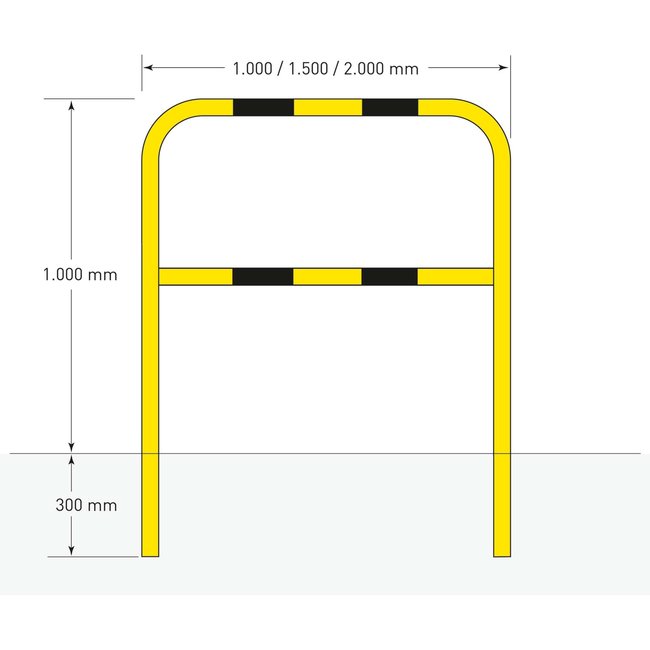 MORION beugel Ø60 mm - 1300 x 1500 - betonneren - verzinkt/gecoat - geel/zwart