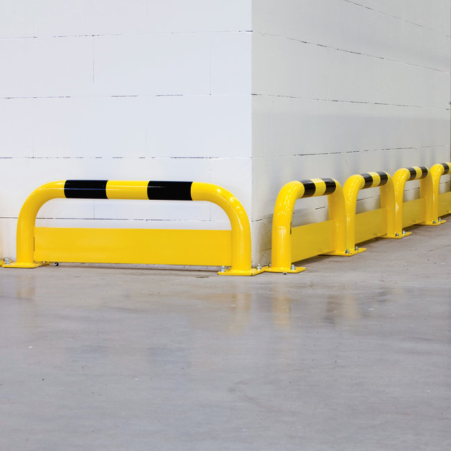 BLACK BULL Arceau de protection avec plaque anti-encastrement - 350 x 1000 - revêtu - jaune/noir