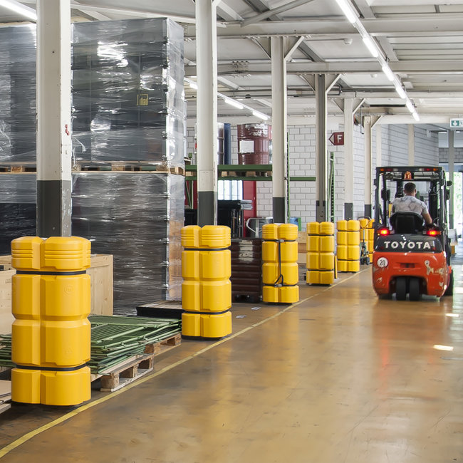 MORION Kunststof zuilenbeschermer  - 1100 x 450 (550) x 450 (550) mm - geel