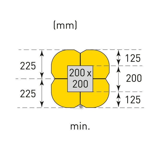 MORION Protection de pilier en plastique - 1100 x 450 (550) x 450 (550) mm - jaune