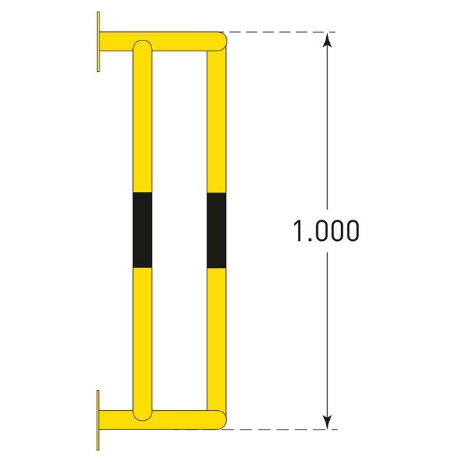 MORION Protection pour tuyaux 180° - 1000 x 350 x 300 mm - fixation murale - galvanisé/thermolaqué - jaune/noir