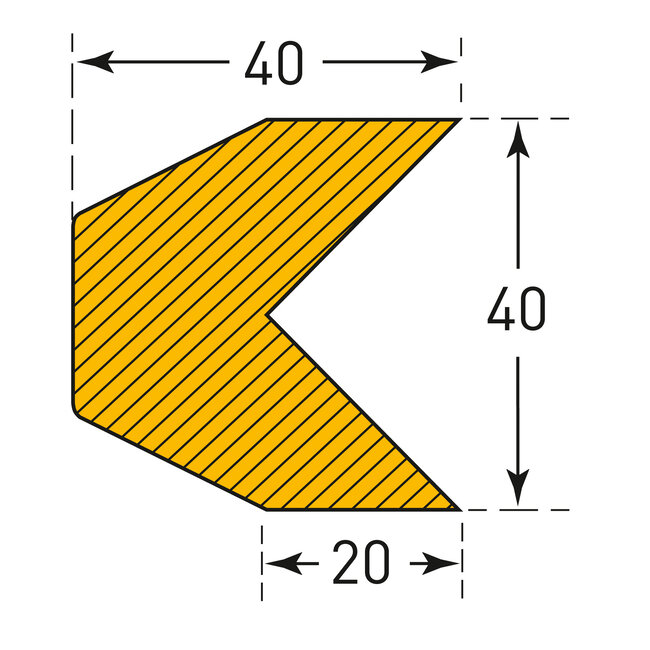 MORION stootrand - trapezium - magnetisch - 1000 mm - geel/zwart