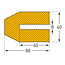 MORION profielstootrand - trapezium 40 x 80 mm - 1000 mm - geel/zwart
