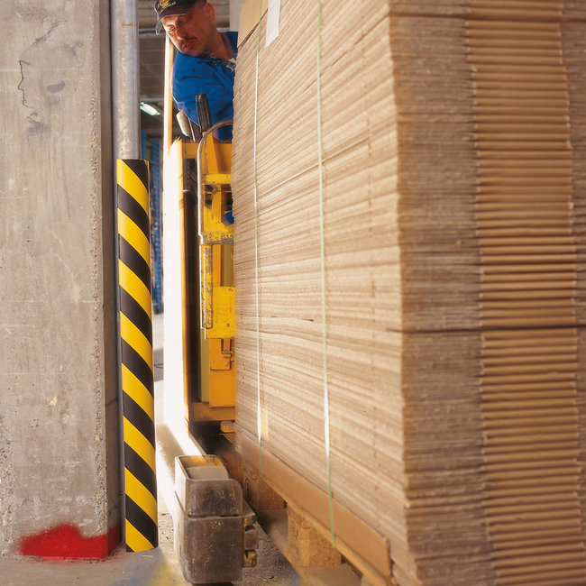 MORION Bordure de protection Ø 40 mm - 180° - 1000 mm - autocollant - jaune/noir