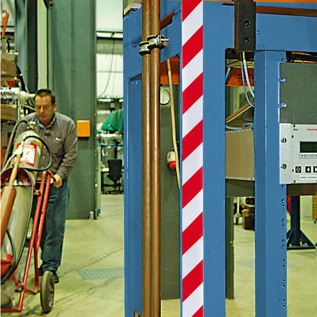 Niet-reflecterende waarschuwingsmarkering rood/wit - zelfklevend - 60 mm/66m