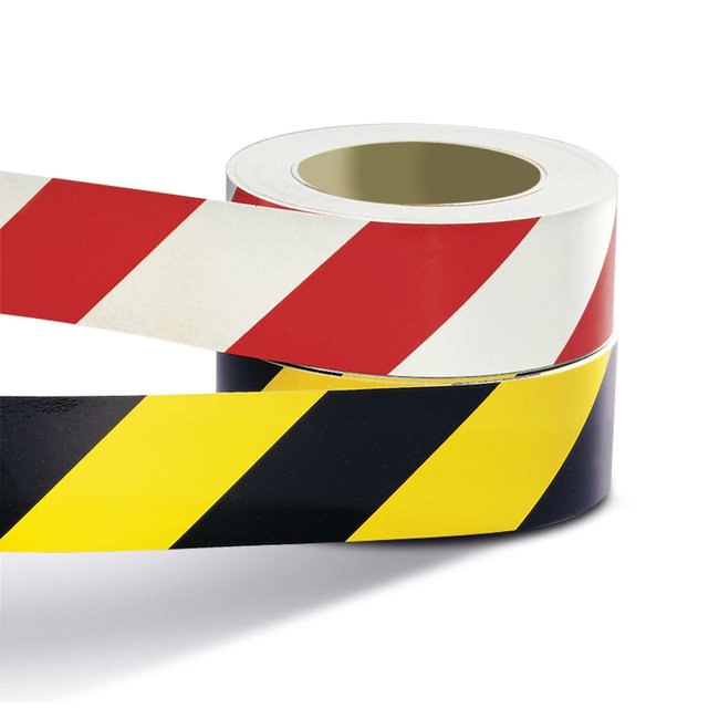 Niet-reflecterende waarschuwingsmarkering geel/zwart - zelfklevend - 60 mm/66m