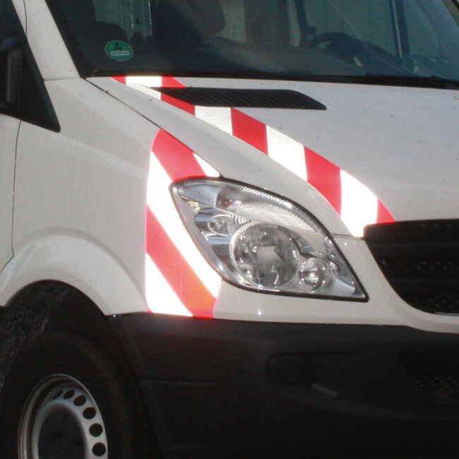 MORION 3M voertuigmarkering wit/rood - 141 mm - 2 x 9 m