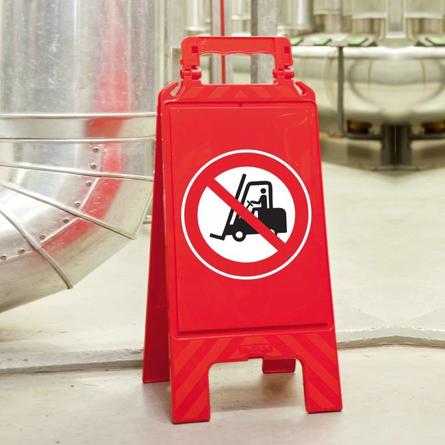 MORION Klapbord "STAPELVOERTUIGEN VERBODEN" - rood - 600 x 275 x 270 mm