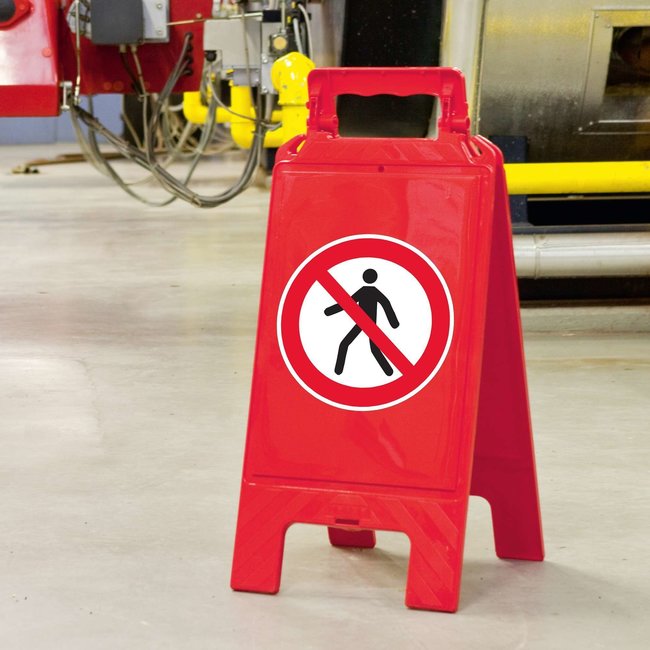 MORION Klapbord "VOETGANGERS VERBODEN" - rood - 600 x 275 x 270 mm
