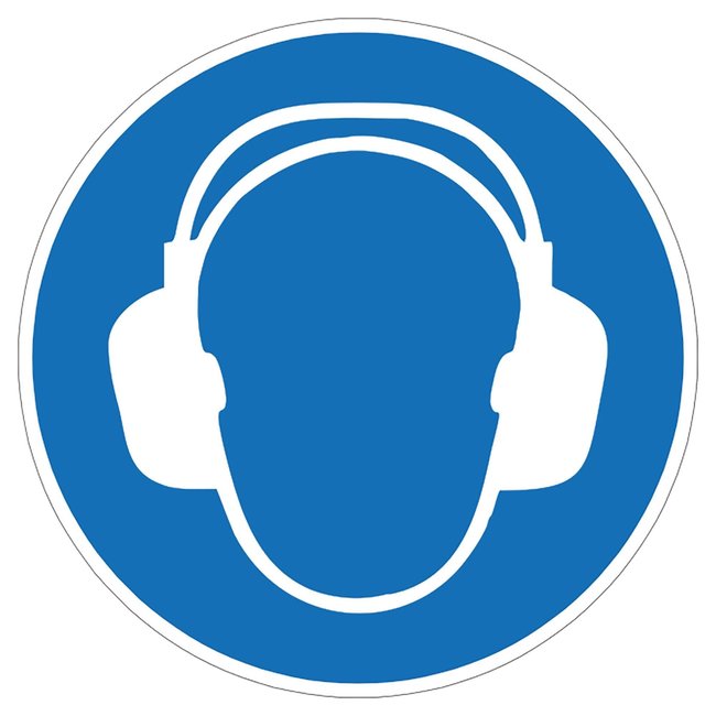 MORION Klapbord "OORBESCHERMING VERPLICHT" - blauw - 600 x 275 x 270 mm