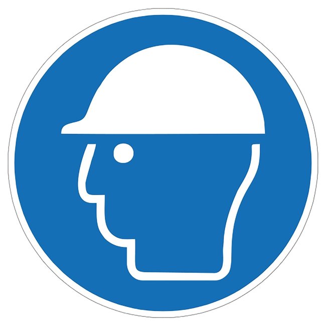 MORION Klapbord "HELM VERPLICHT" - blauw - 600 x 275 x 270 mm