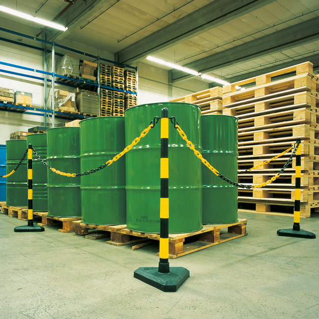 GUARDA Poteau de chaîne léger avec base en béton - jaune/noir