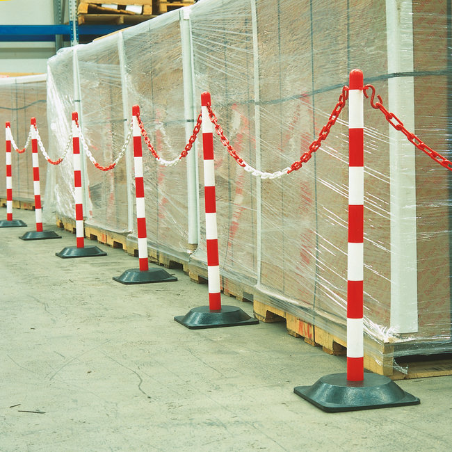 GUARDA lichte kettingpaal met rubberen voet - rood/wit